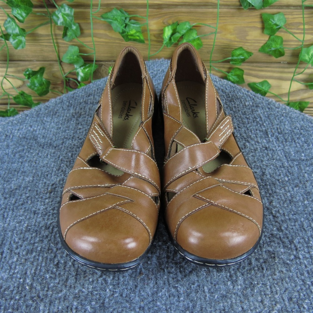 Clarks Women Ashland Spin Q Flat Brown Leather Sz‎ 6 Medium Gently Used 2025 - Picture 2 of 6